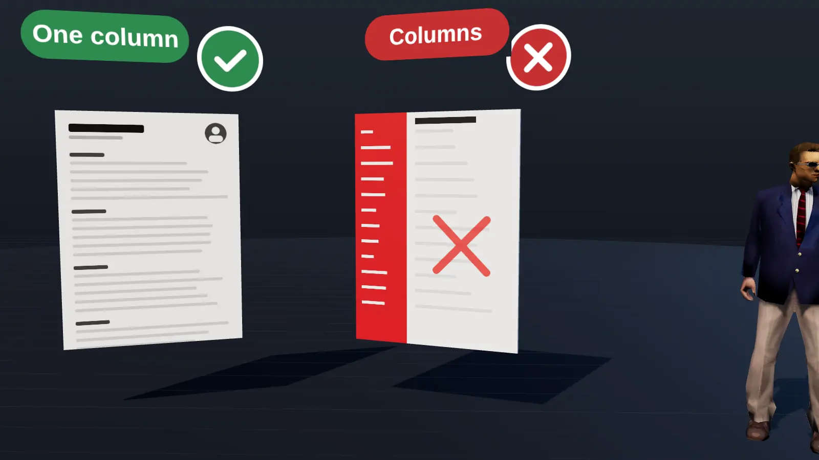 A clean one-column resume with a tick